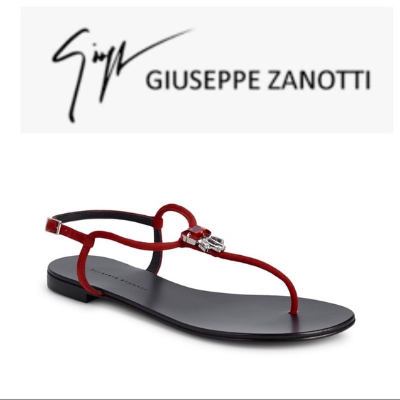 Giuseppe Zanotti Red Suede Embellished Sandals NWT - Picture 1 of 7